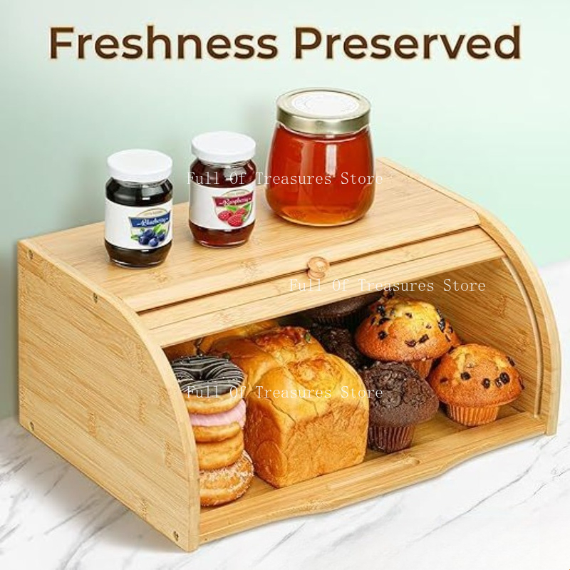 Bread Box Bamboo - Bamboe brooddoos geschikt voor thuiskeuken, voedsel-