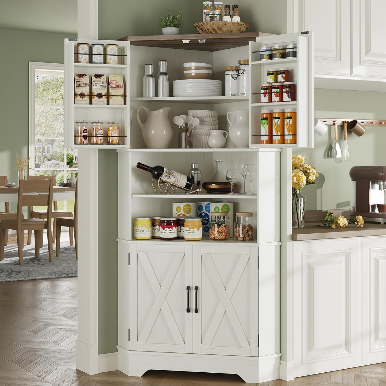 Food Storage In Cabinets - # Hoekkast, 67''H keukenopbergkast, 6-laags hoekvoedselkast