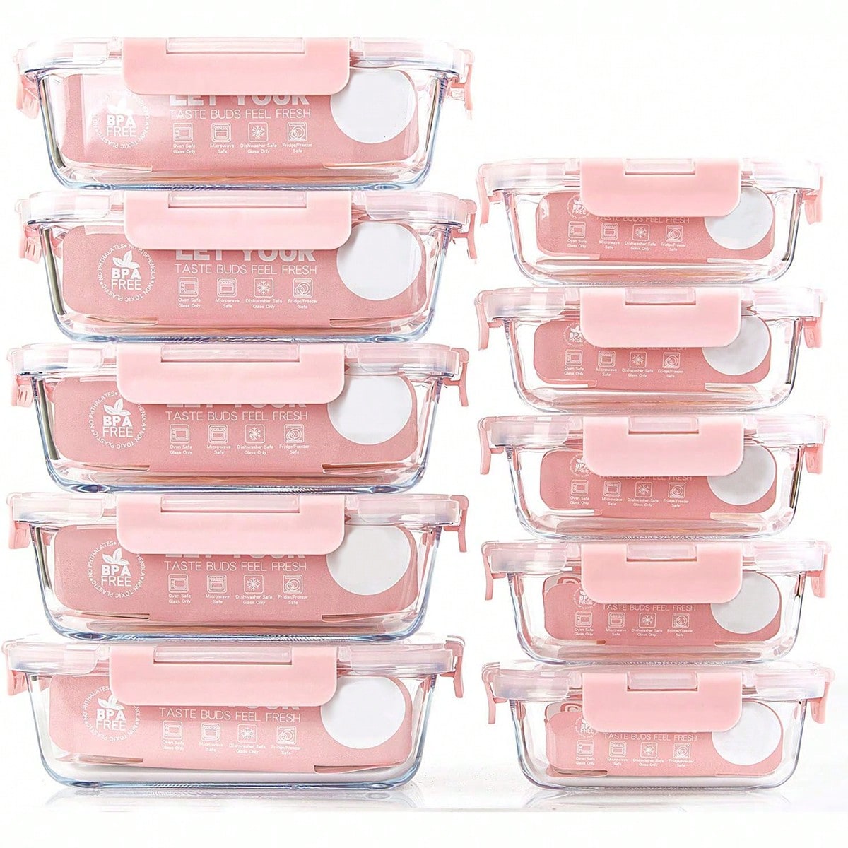 Food Storage On Table - 10-delige glazen voorraaddozen voor maaltijdvoorbereiding, voedselbewaarcontainers
