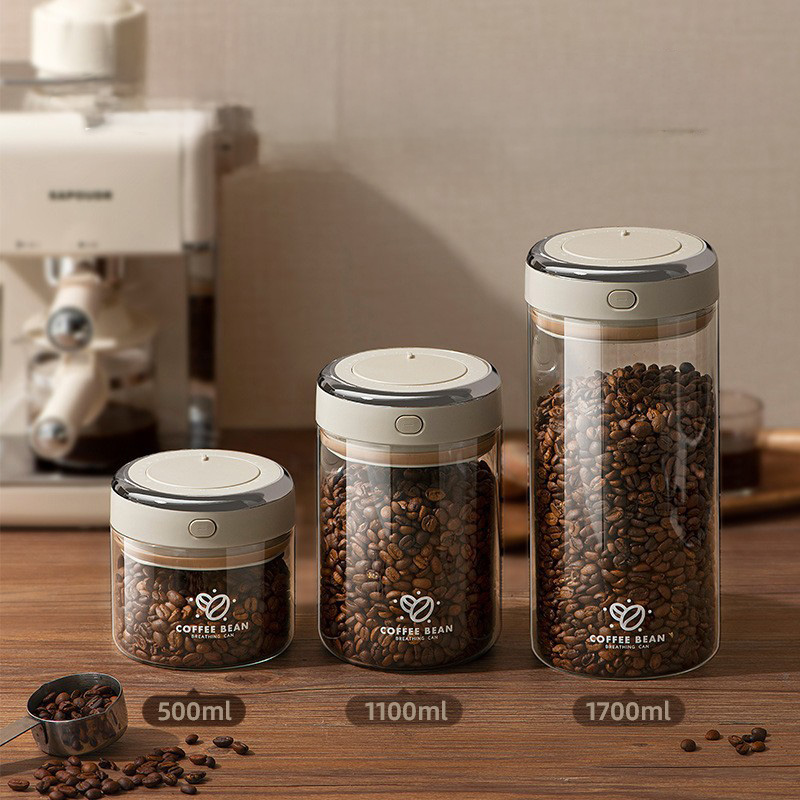 Food Storage Jars - 500/1100/1700ml Koffiebonen Vacuüm Verzegelde Tank met