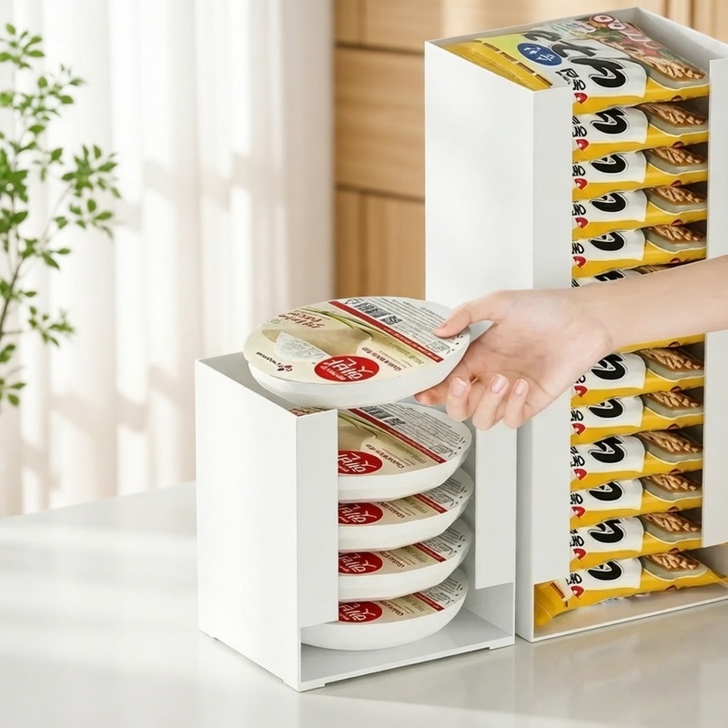 Food Storage In Cabinets - Stapelbare keukenorganizer voor instant-noedelbekers, multifunctionele ramen-opbergcontainer,