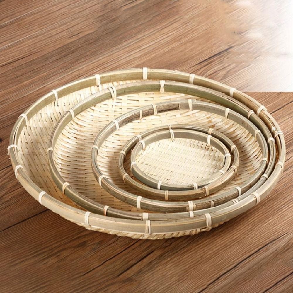 Bread Box Bamboo - Handgemaakte geweven bamboe dienblad Bamboe ronde