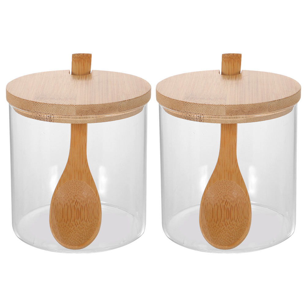 Food Storage Jars - 2 sets doorzichtige glazen kruidenpotjes met