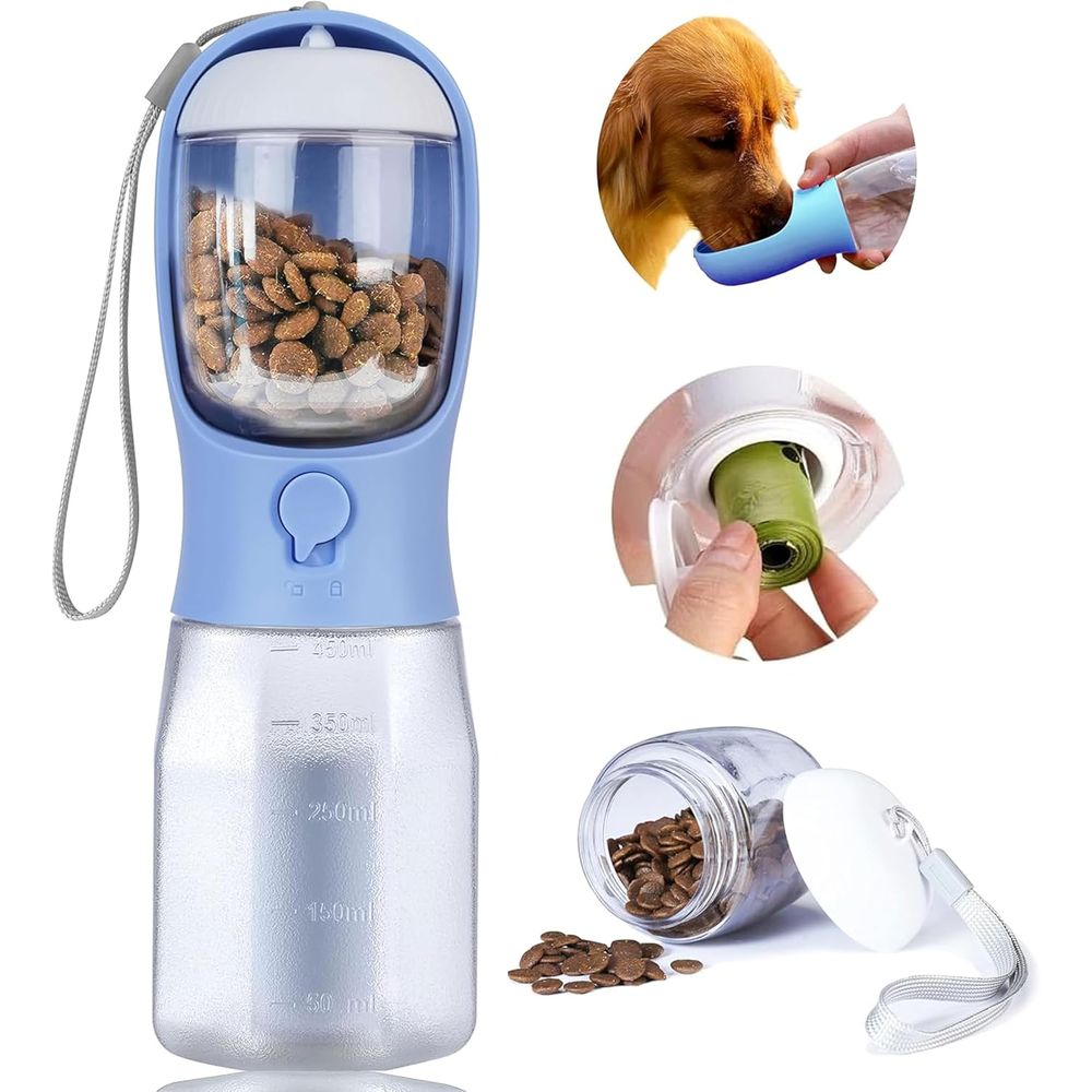 Food Storage Essentials - Hondenwaterfles met voedselcontainer, draagbare waterdispenser voor