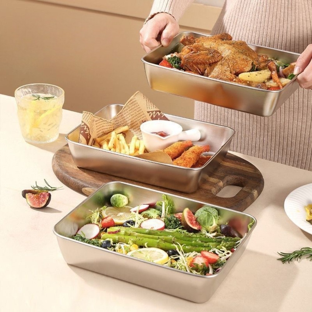 Serveerschaal van roestvrij st - Food Storage On Table recensie en prijs