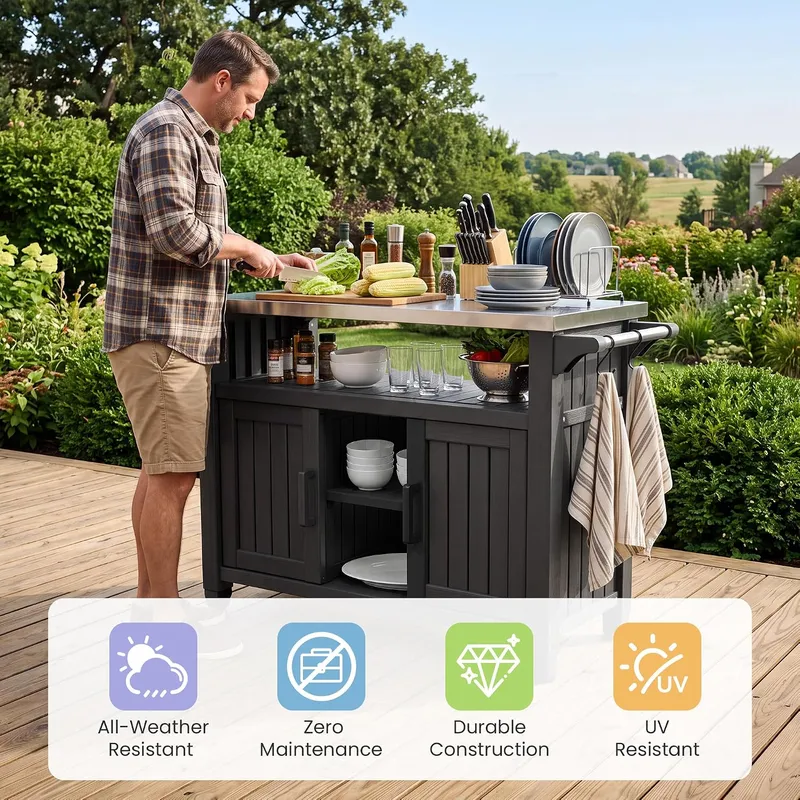Buiten Grilltafel Grillkar met - Food Storage In Cabinets recensie en prijs
